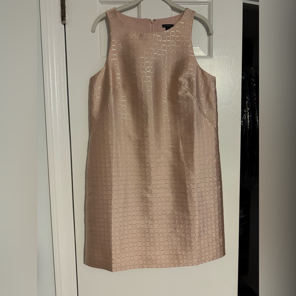Ann Taylor Textured Sleeveless Tan Dress
